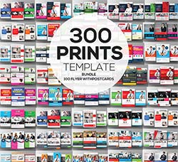 300个传单/明信片/名片大合集：300 Print Templates Bundle